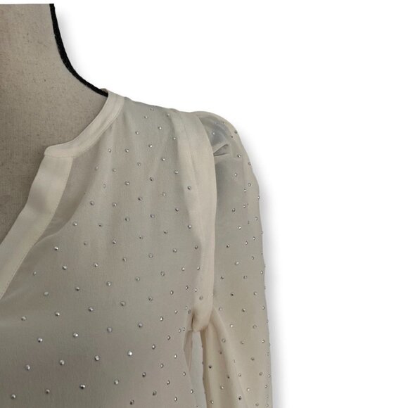 Maje cream silk silver studded blouse size 1 - Picture 2 of 6